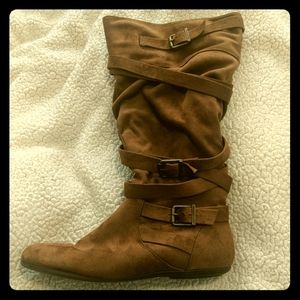 Tan Wide Calf Boots